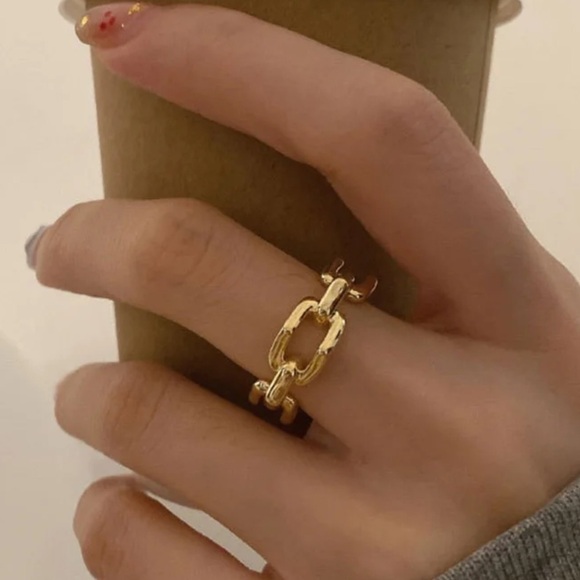 - ⭐️New Gold over 925 Sterling Silver Geometric Ring - Picture 1 of 7